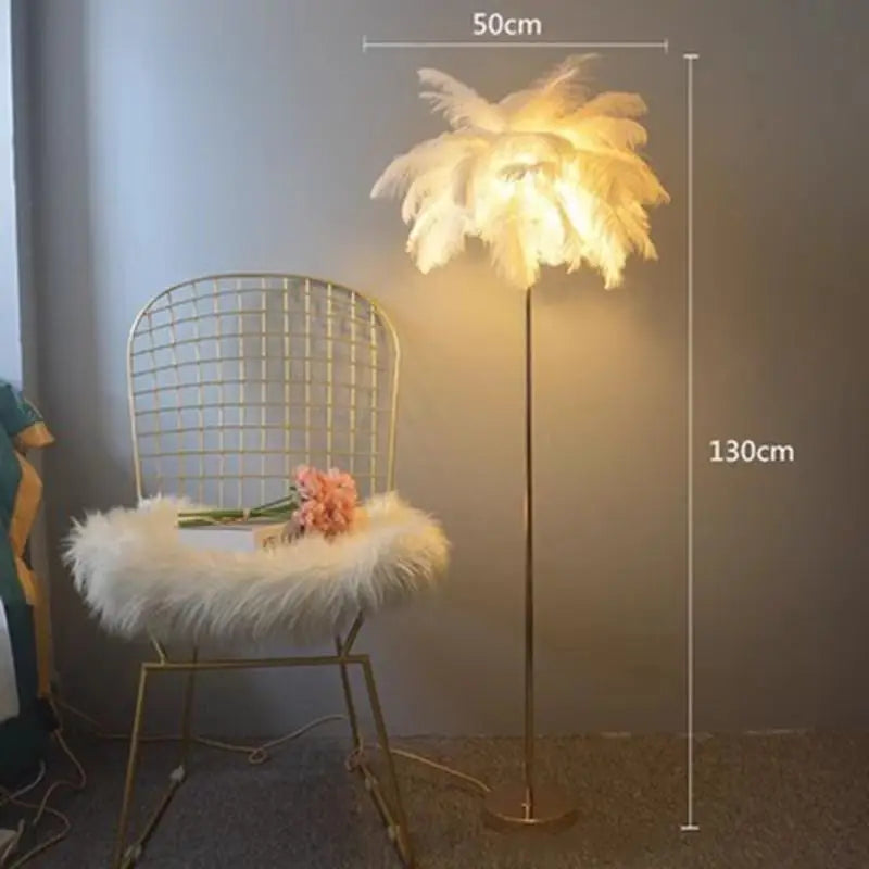 Premium Nordic Ostrich Feather Floor Lamp - Modern LED Interior Lighting