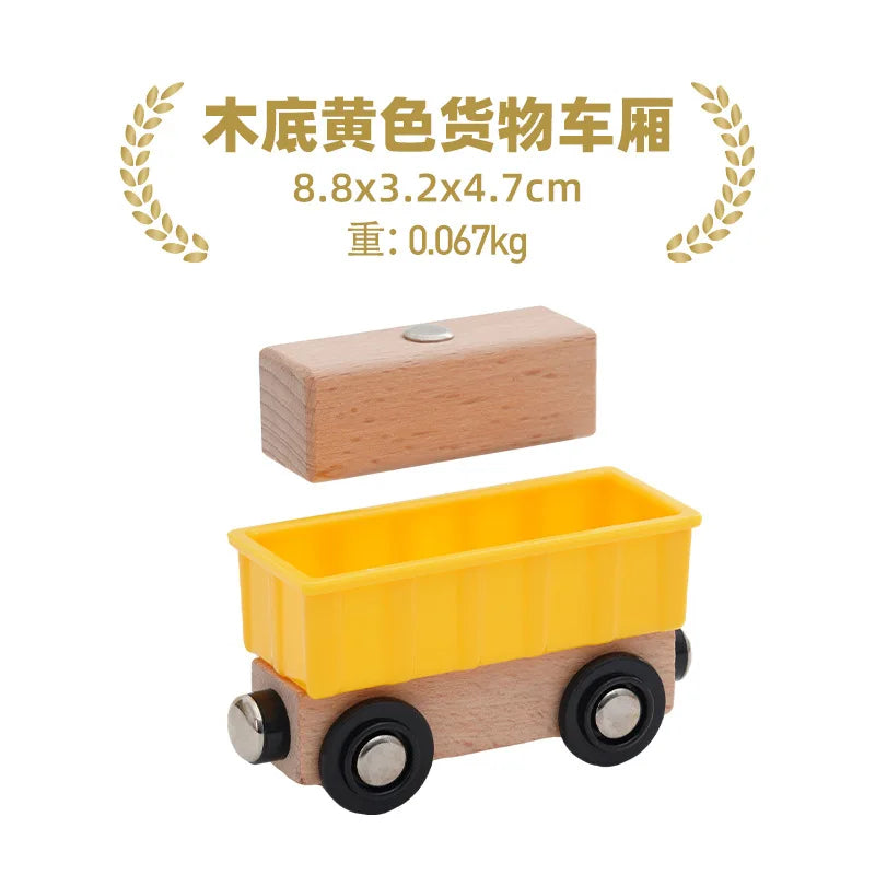 Wooden Magnetic Trolley Wood Track Accessories Car Train Track Scene Airplane Truck Wooden Tracks Educational Toys Children Gift