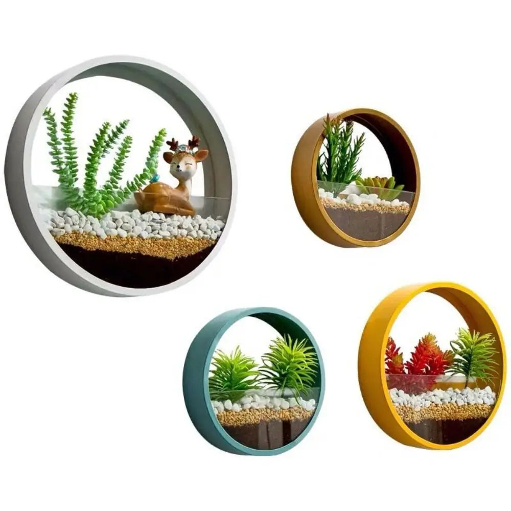 No Punching Indoor Green Dill Wall-mounted Flower Arrangement Flower Pot Ornaments Plant Container Hydroponic Vase Flowerpot