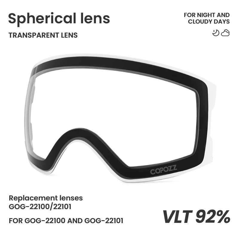 COPOZZ 22101 and 22100 Ski Goggles Magnetic Replacement Lenses Spherical lens and Cylindrical lens