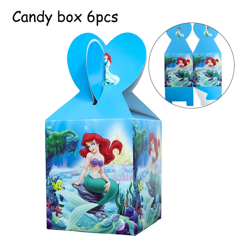 Disney Little Mermaid Theme Girl Kids First Birthday Party Decoration Disposable Tableware Plate Napkins Banner Ariel Backdrops