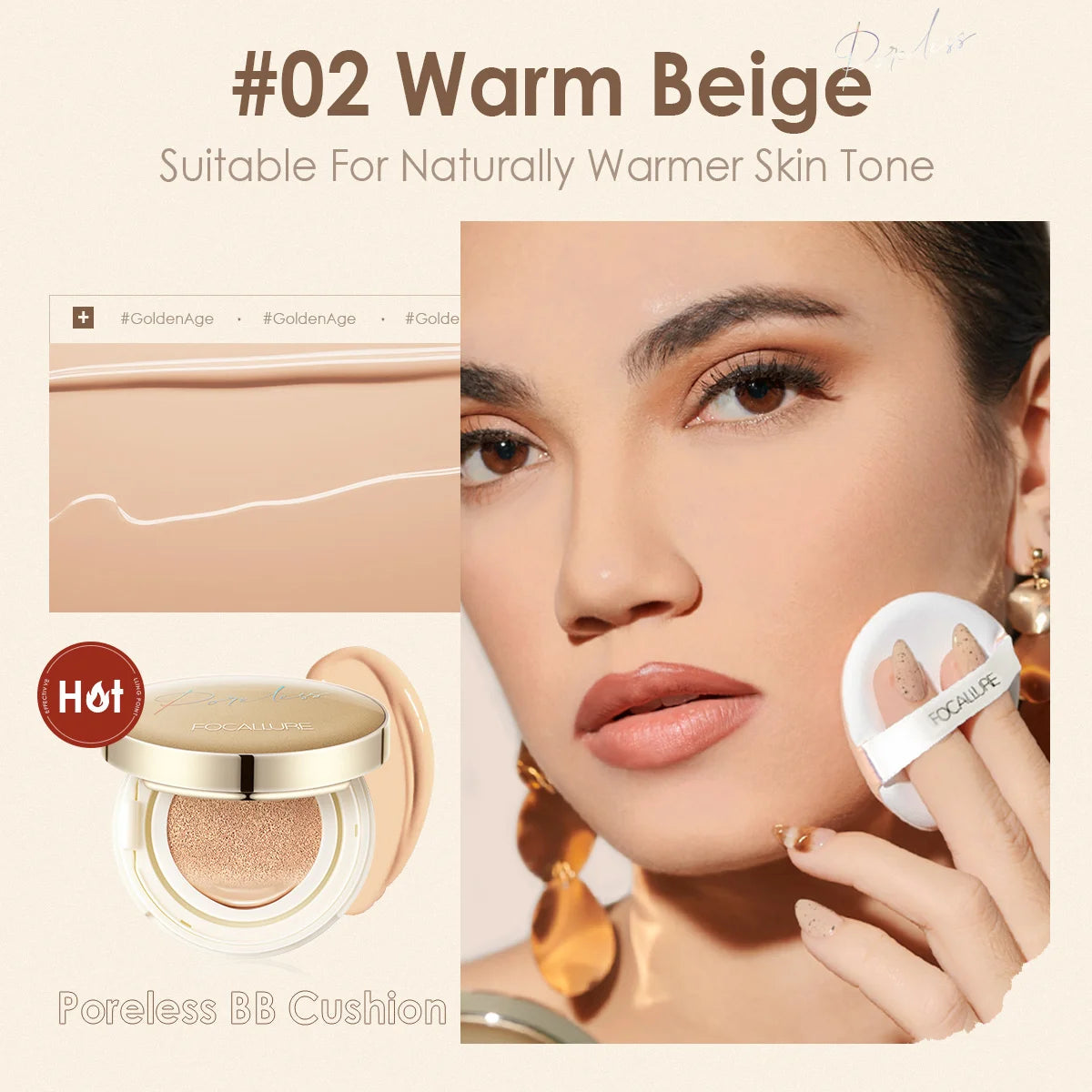 Wholesale FOCALLURE Foundation Air Cushion Waterproof Matte Base Poreless Full Coverage Face Cream Smooth Foundation Cosmetics