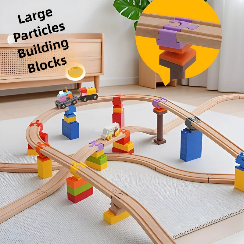 Kids Railway Toys Wooden Train Track Accessories Universal Plastic Blocks Clips Connectors Adapters fit for Brand Wooden Tracks