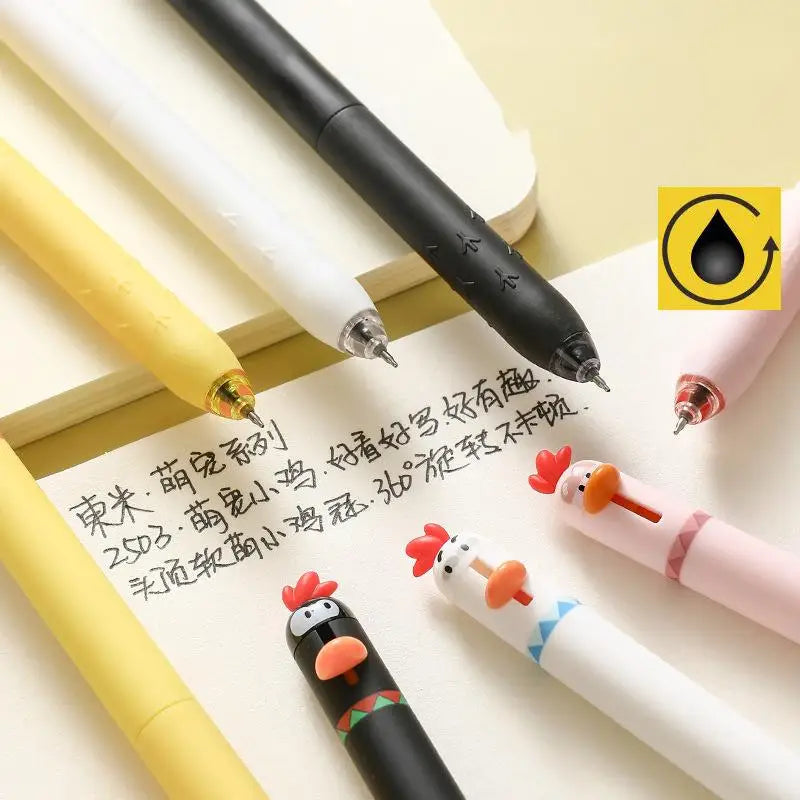 1/4pcs Funny Chick Carrot Press Type Black Quick Dry Gel Pen Creative Stress Relief Writing Tool for Study Office School