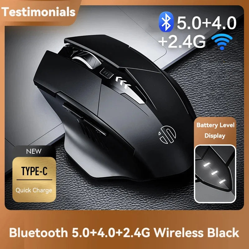 Inphic Rechargeable Wireless Mouse Ergonomic Bluetooth 5.0 2.4G Mice Office Mute Mouse For MacBook Tablet Laptops Computer PC