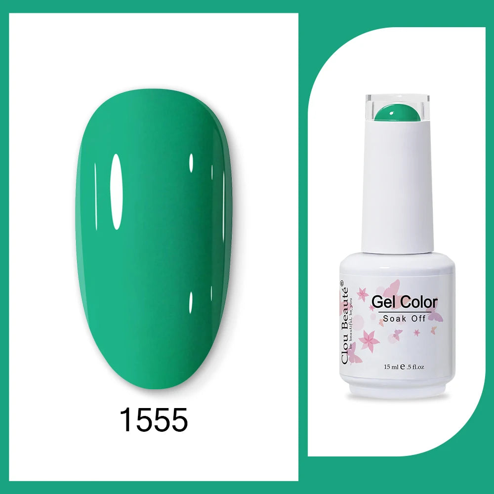 Clou Beaute 15ml HEMA TPO FREE Gel Nail Polish Bright Dark Army Green Gel Lacquer Semi Permanent Art Organic  Nail Gel Varnish