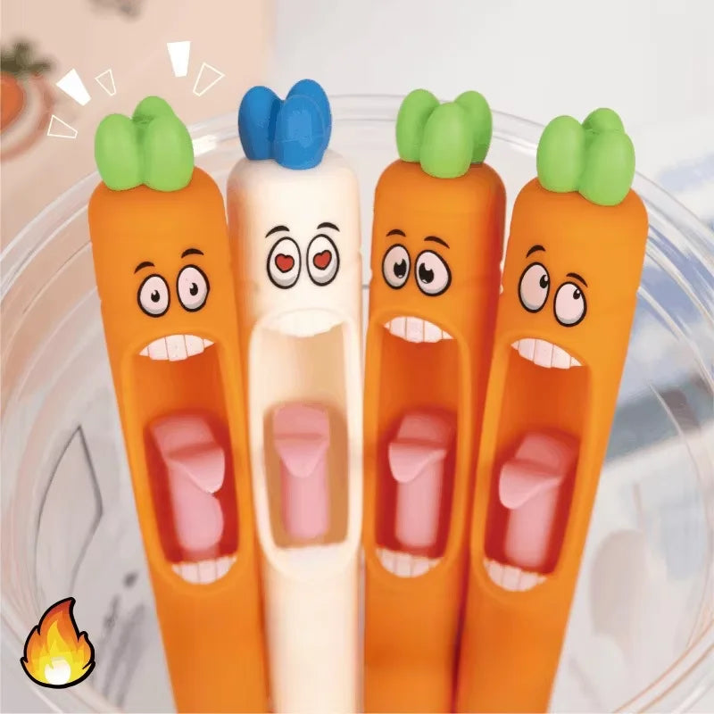 1-4pcs Kawaii Neutral Pen 0.5mm Cartoon Creative Carrot Shape Press Neutral Pen Set School Student Office Stationery Supplies