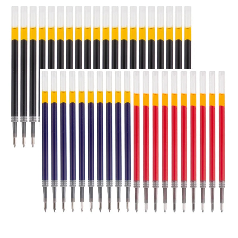 0.5mm Retractable Gel Pens Refill Set Black Red Blue Ink Ballpoint for Business Signature Writing Office Accessories School