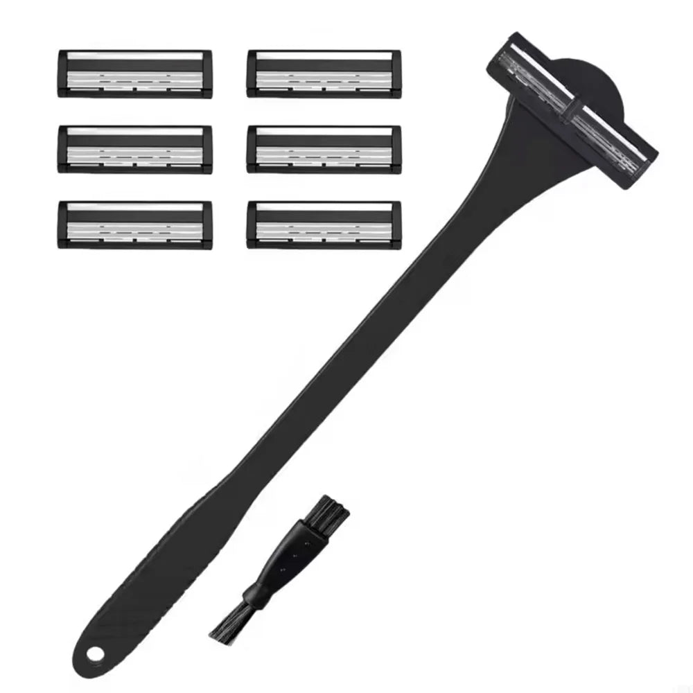 Men's 2-in-1 Silicone Back Shaver Scrubber Razor with Three Layers for Efficient Back Hair Removal Shaving Tool