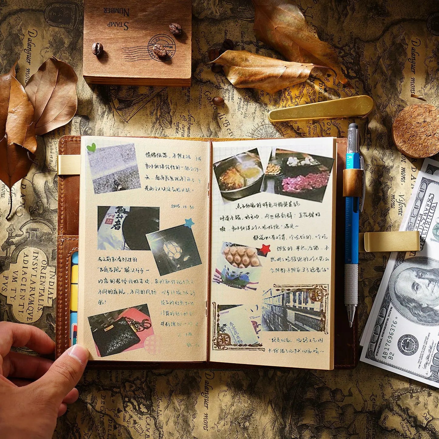 Handmade Vintage Leather Travel Diary Potable Planner Storage Function Retro Style Cowhide Notebook Exquisite Gift