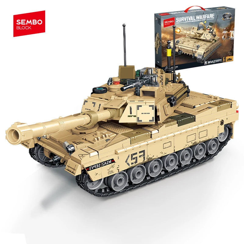 SEMBO BLOCK USA Military M1A2 Abrams Main Battle Tank Building Blocks MOC WW2 Weapon Bricks Toys For Boys Kids Halloween Gifts