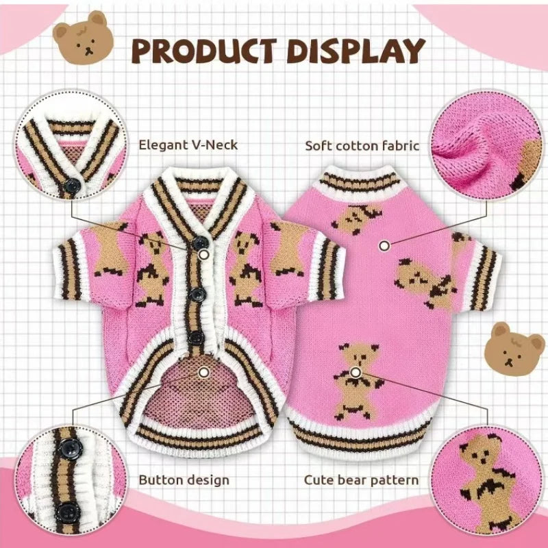 Dog Clothes Winter Chihuahua Pet Striped Dog Cardigan Sweater Bichon Pug Kitten Puppy Dog Warm Coat Cat Dog Supplies Pet Outfit