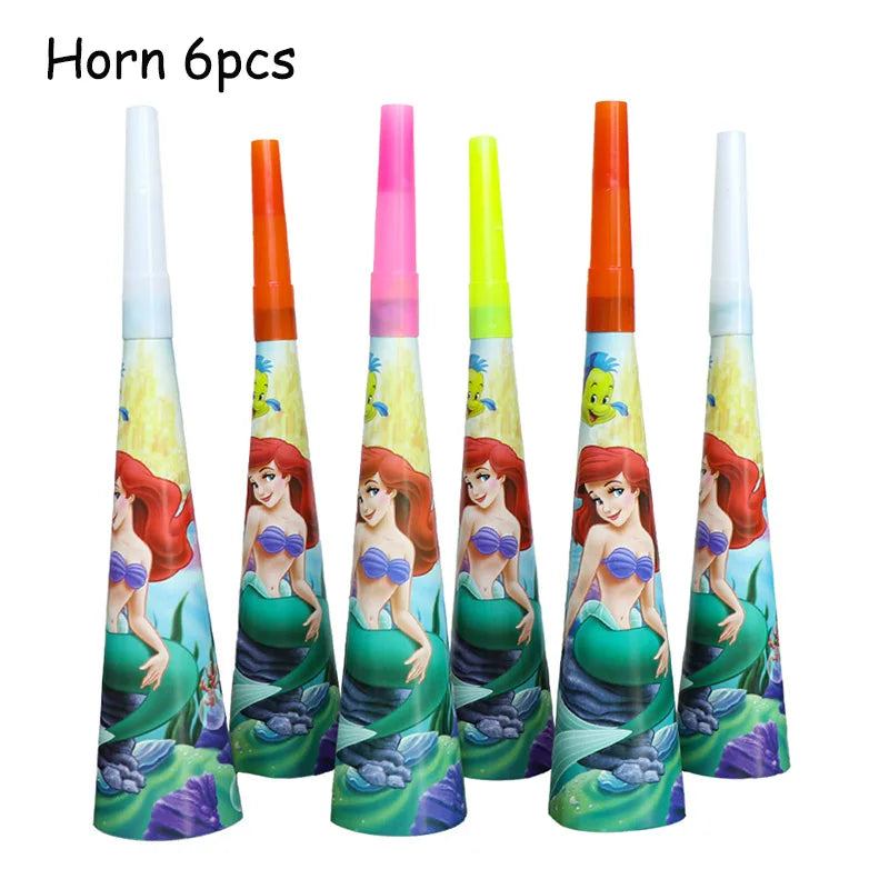 Disney Little Mermaid Theme Girl Kids First Birthday Party Decoration Disposable Tableware Plate Napkins Banner Ariel Backdrops