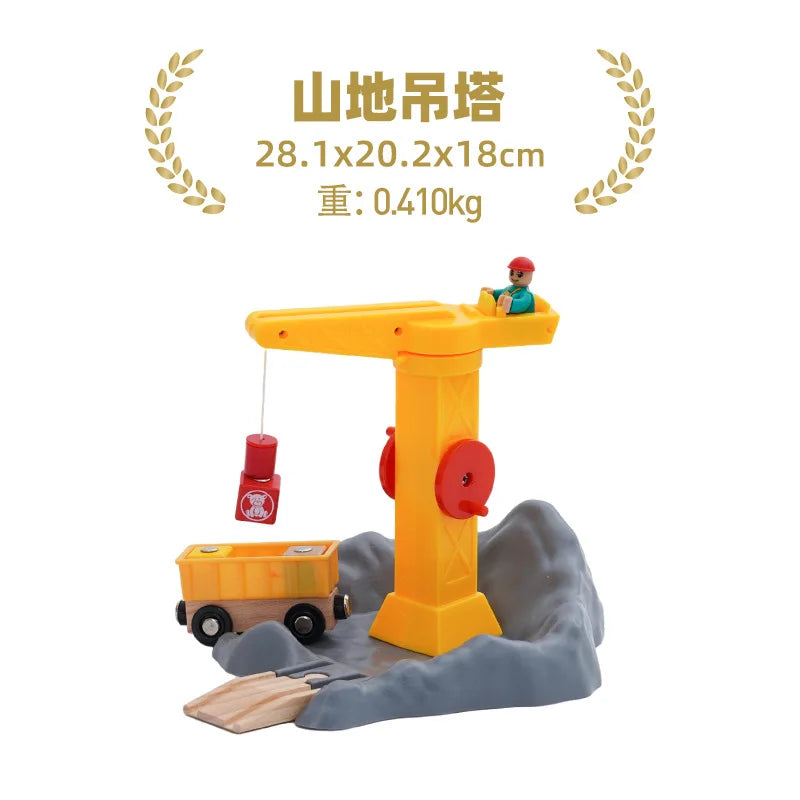 Wooden Track Accessories Rail Connectors set Wooden Train Toys Wood Railway Beech Turntable Bridge Tunnel Urban Rail set