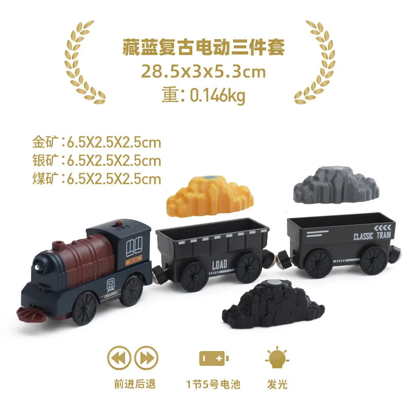 Electric Train Set Toys Model Train Electric Car Fit For Wooden Railway Wood Train Track Christmas Gift For Children