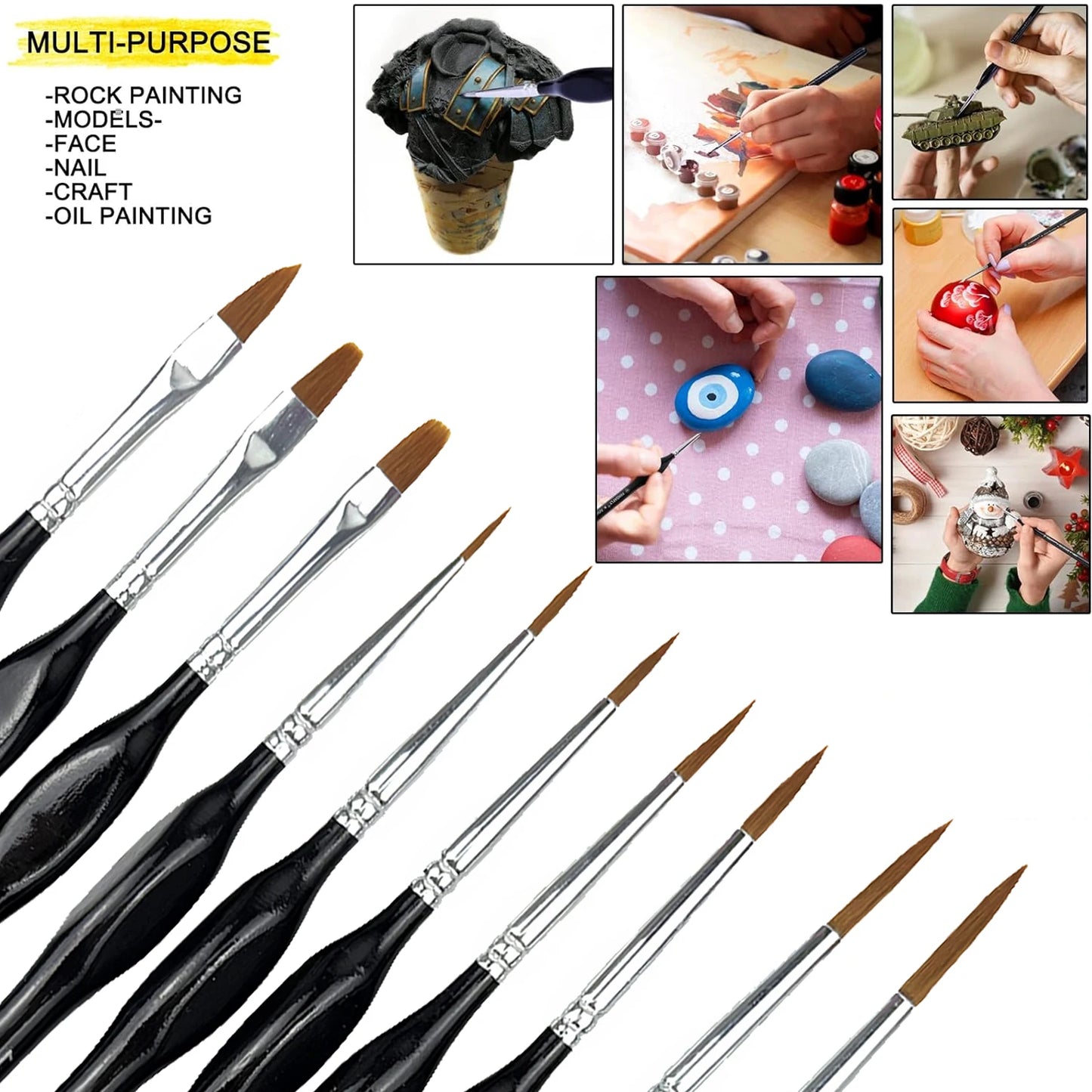 Miniature Paint Brushes Drybrush-13pcs Micro Detail Paint Brush Set, Small Fine Detail Brushes for Acrylic, Watercolor, Oil