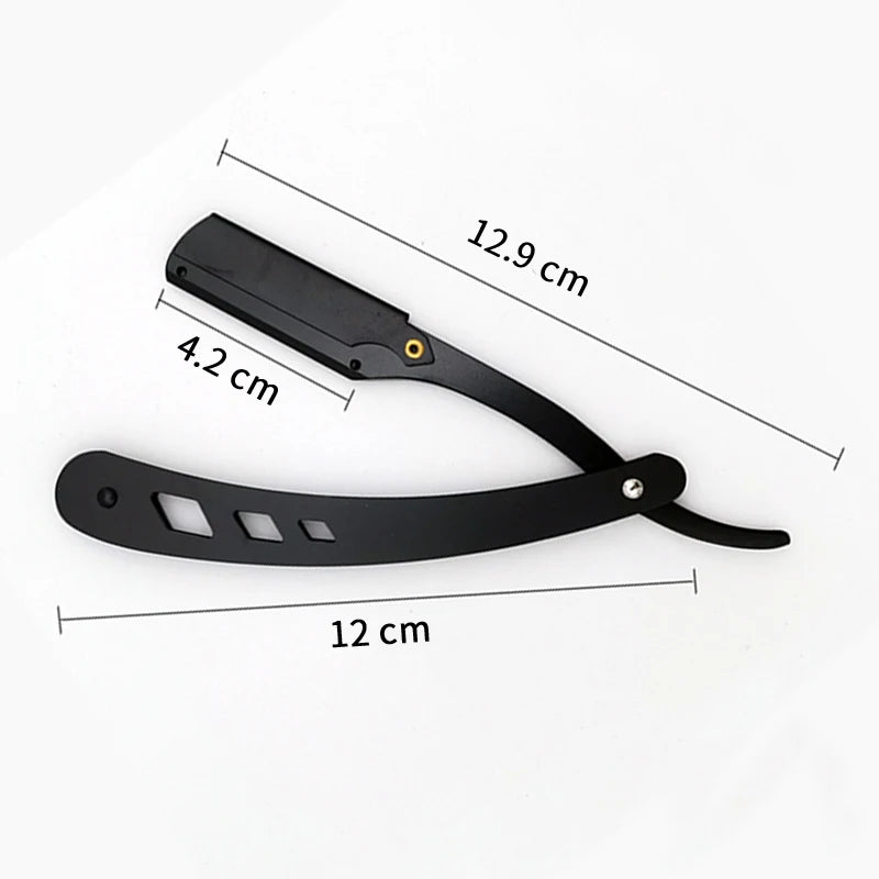 Men's Straight Hairdresser Razor Hair Removal Shaving Armpit Hair Pubic Hair Folding Razor Hair Removal Tool (Without Blade)