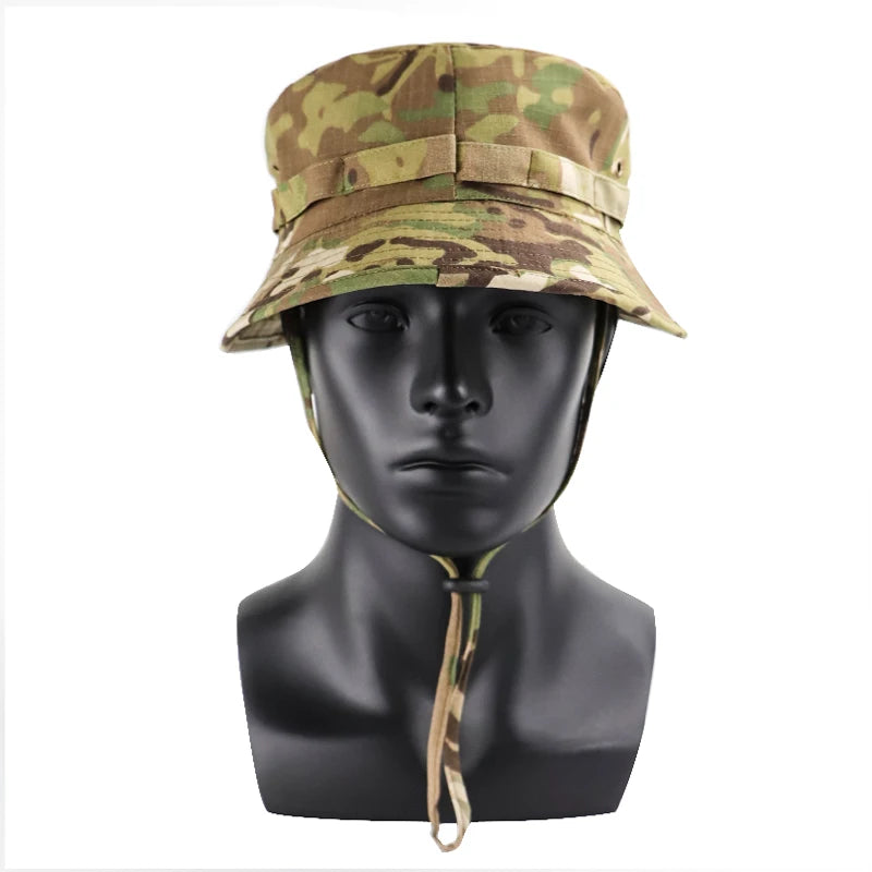 Men's Panama Hat Bucket Hat Tactical Sunscreen Camouflage Outdoor Travel Climbing Fishing Caps Training Beach Men's Hiking Hat