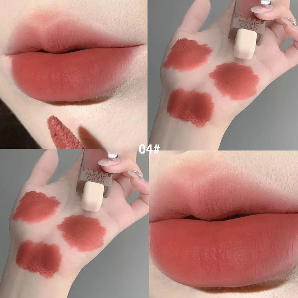 Velvet Matte Lip Gloss - Waterproof Long-Lasting Chocolate Ice Cream Lip Glaze