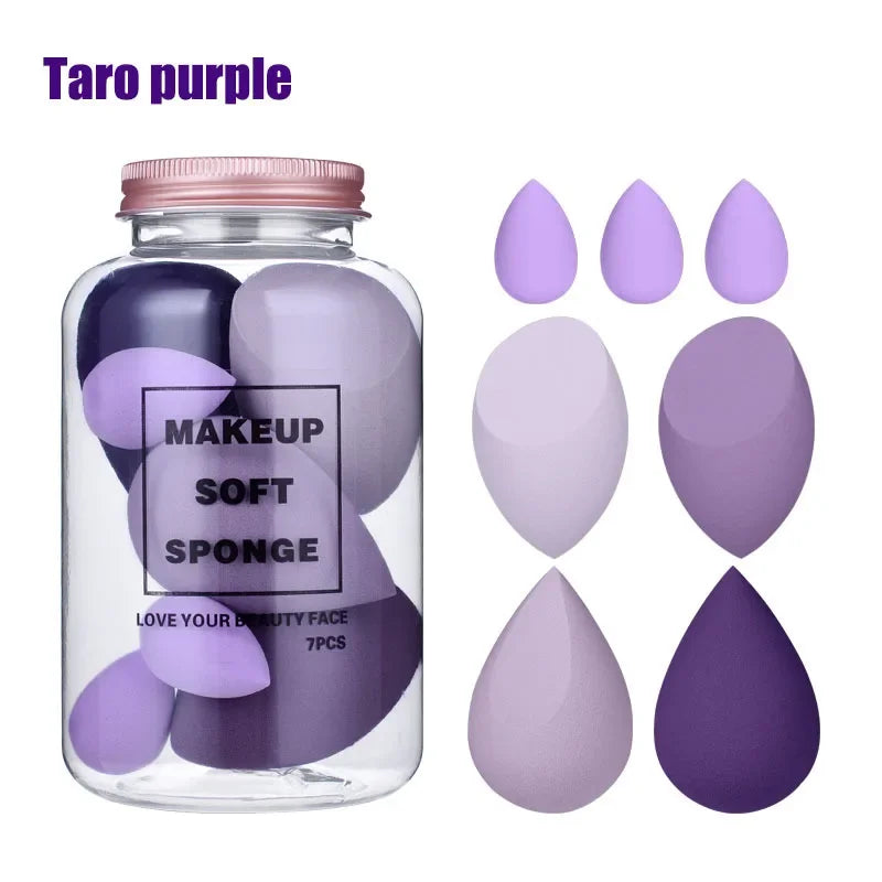 7Pcs/Set Makeup Sponge Set, Suitable for Liquid BB Cream Powder Application, Makeup Egg Dry Wet Dual-use Powder Puff