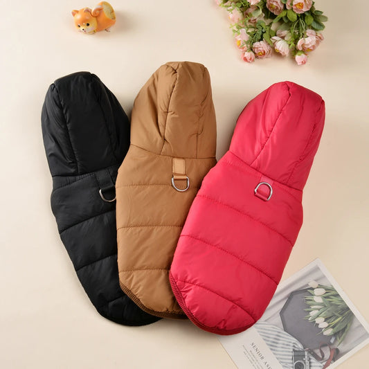 Pet Dog Jacket Coat For Small Medium Dogs Cats Winter Warm Fleece Hooded Clothes With D-ring French Bulldog Chihuahua Clothing