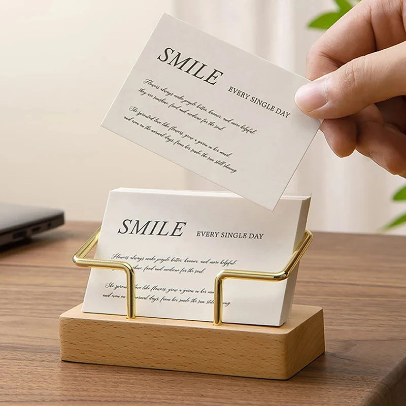 Tabletop Shelf Home Wooden Card Holder Storage Business Card Holder Organizer Office Desk Display Stand Memo Counter Accessories