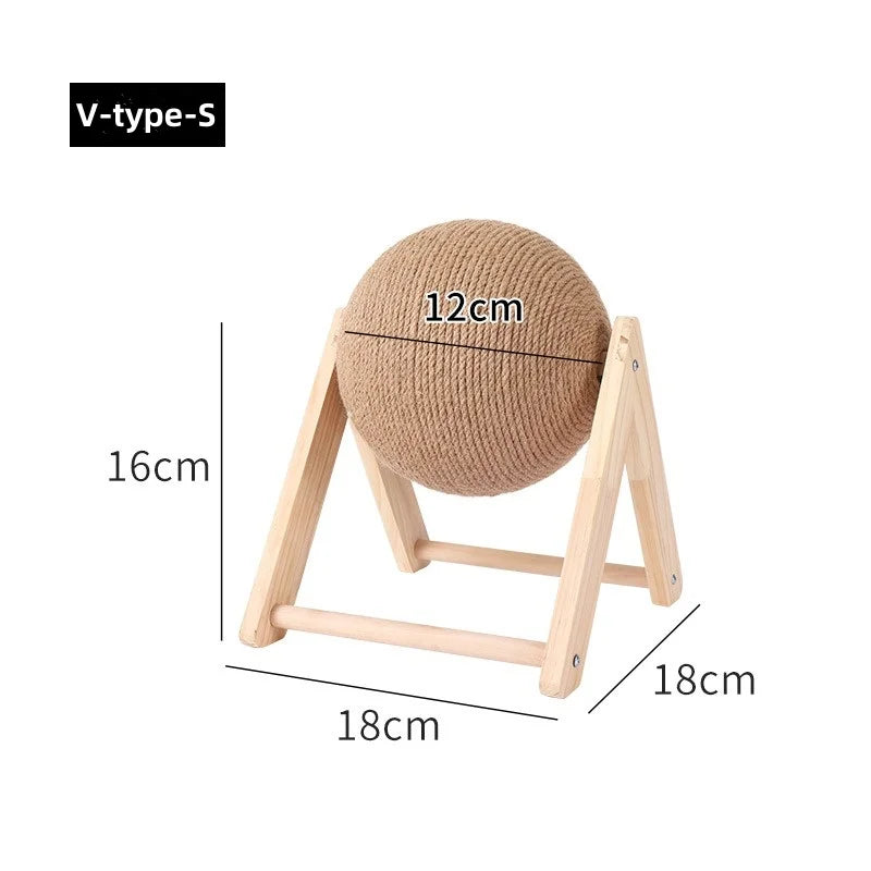 Premium Sisal Cat Scratching Ball - Wooden Grinding Paws Toy