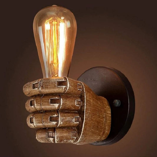 Premium Nordic Retro Fist Wall Lamp - Resin Hand Sconce Fixture