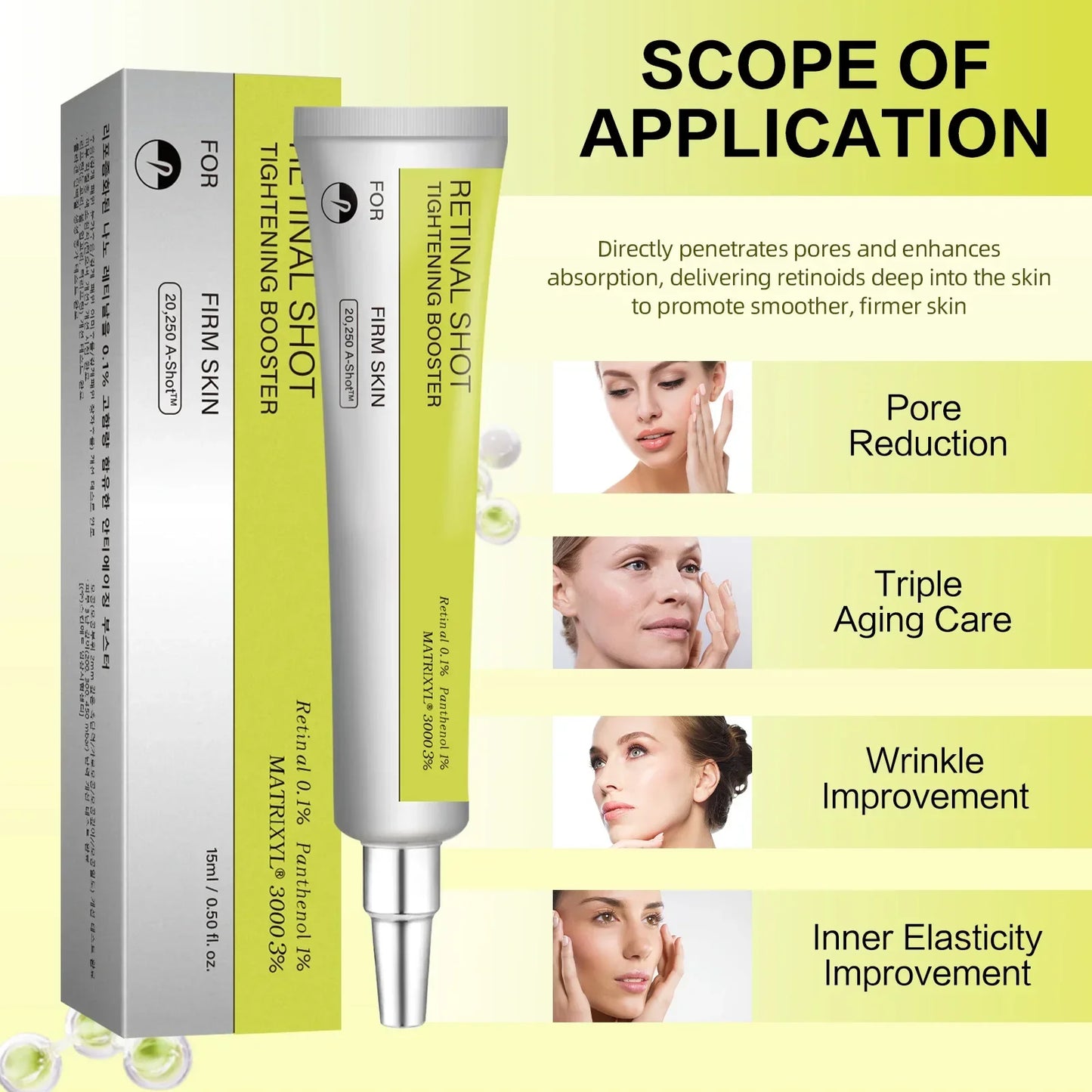 Anti-Aging Retinal Serum 15ml 0.1% Nano Retinal MATRIXYL 3000 Tightens Skin Fights Wrinkles Shrinks Pores