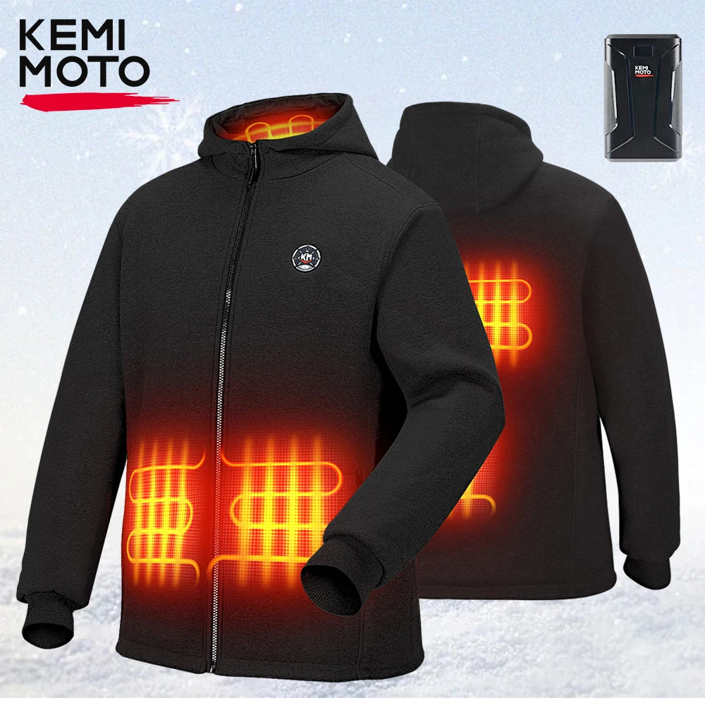 Heated Hoodie for Men Women Thermal Jacket with 20000mAh Battery Soft Black for Winter Outdoor Riding Skiing Hiking Sports Gear