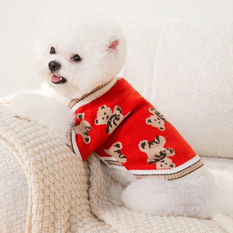 Dog Clothes Winter Chihuahua Pet Striped Dog Cardigan Sweater Bichon Pug Kitten Puppy Dog Warm Coat Cat Dog Supplies Pet Outfit