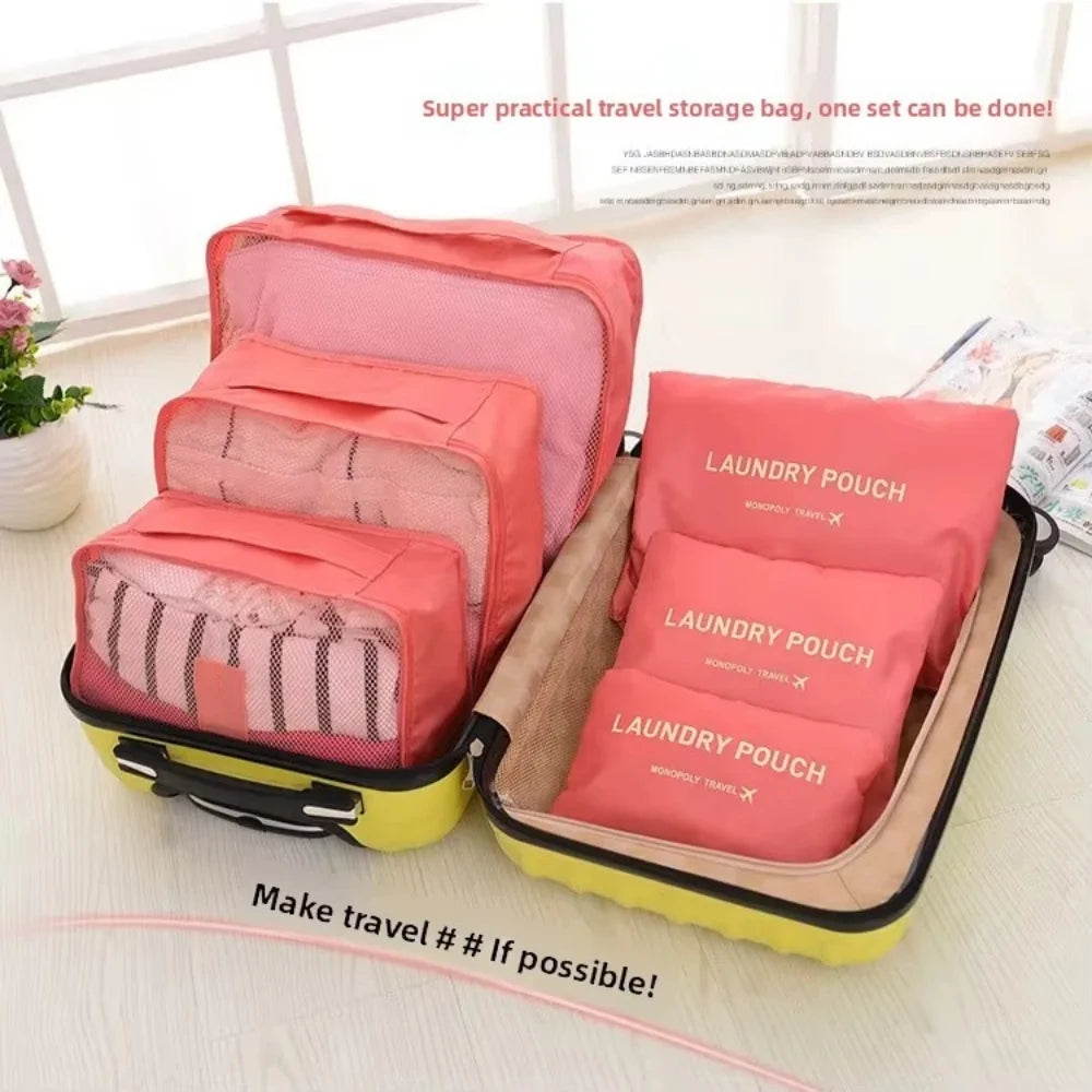 6 Pcs/Set Travel Storage Bag Protable Large Capacity Waterproof Luggage Clothing Underwear Storage Bag Travel Bag With Zipper