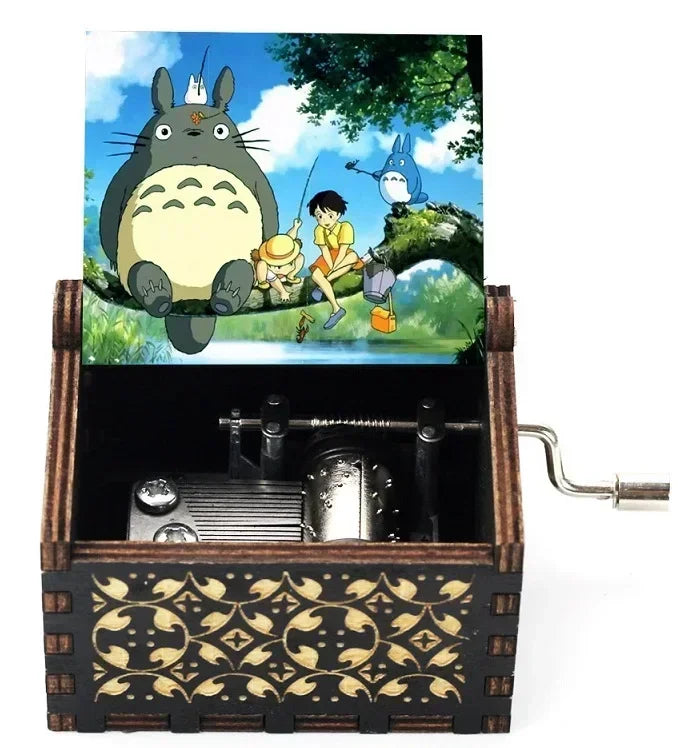 New Hot Wooden painted music box decoration, light luxury wooden hand cranked music box