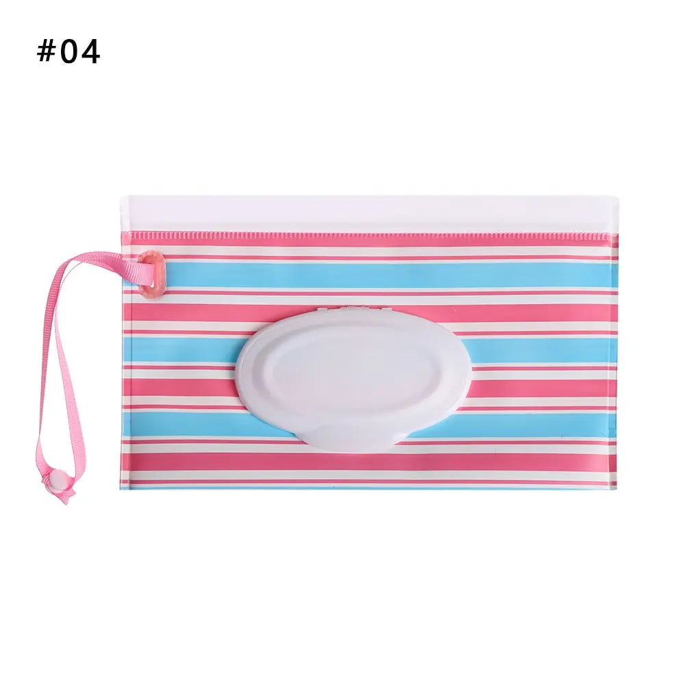 Hot Refillable EVA Wet Wipes Bag Cosmetic Pouch Tissue Box Wipes Holder Flip Cover Snap-Strap Carrying Case Stroller Accessories