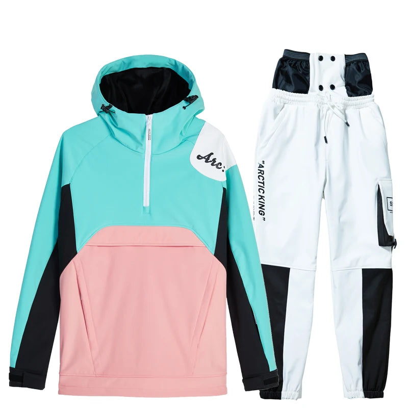 New Fashion Snowboard Suit Men Women Ski Hoodie Set Winter Windproof Waterproof Warm Jacket Pants Skiing Suit Snow Overalls