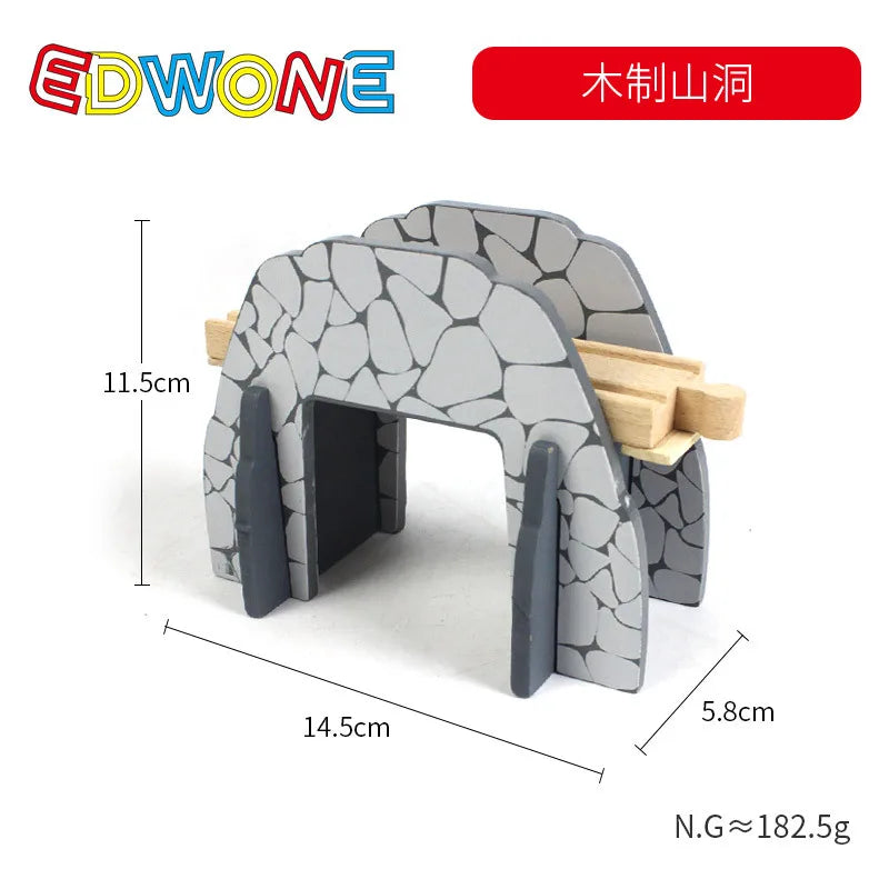 Wooden Train Tracks Scene Accessories Wooden Double Platform Gas Station Airplane Airport Educational DIY Toys For Children