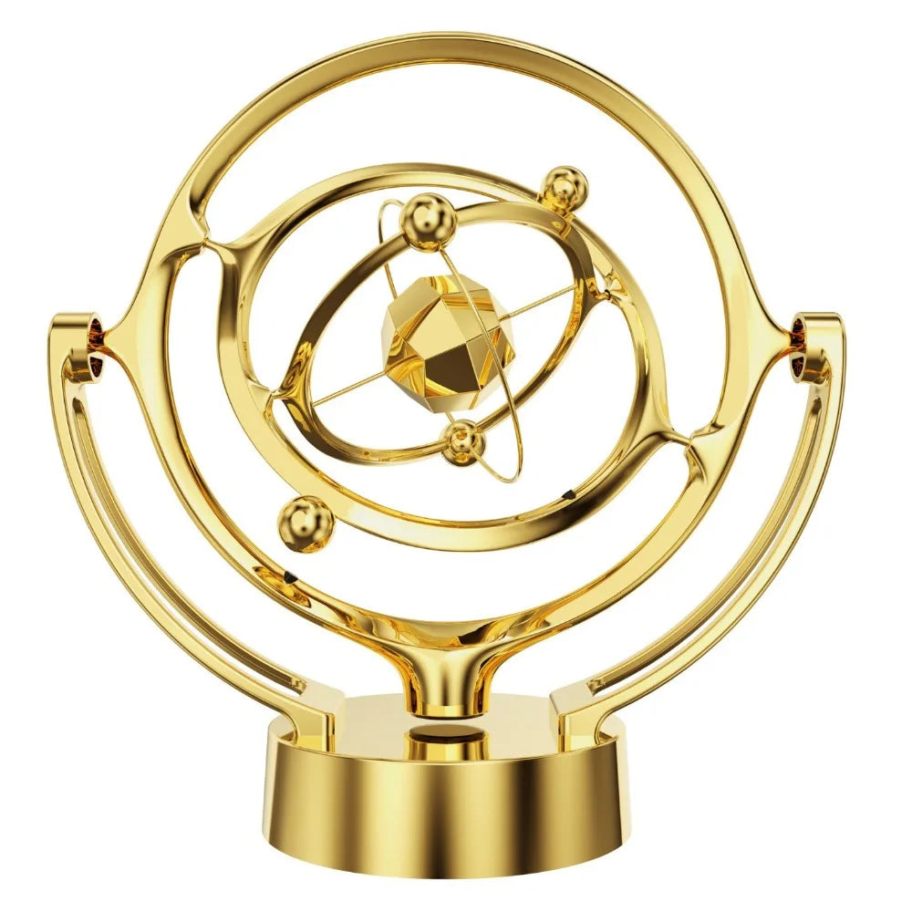 Portable Rotating Magnetic Wobbler Gold/Silver with Base Earth Perpetual Motion Model USB Battery Dual Use