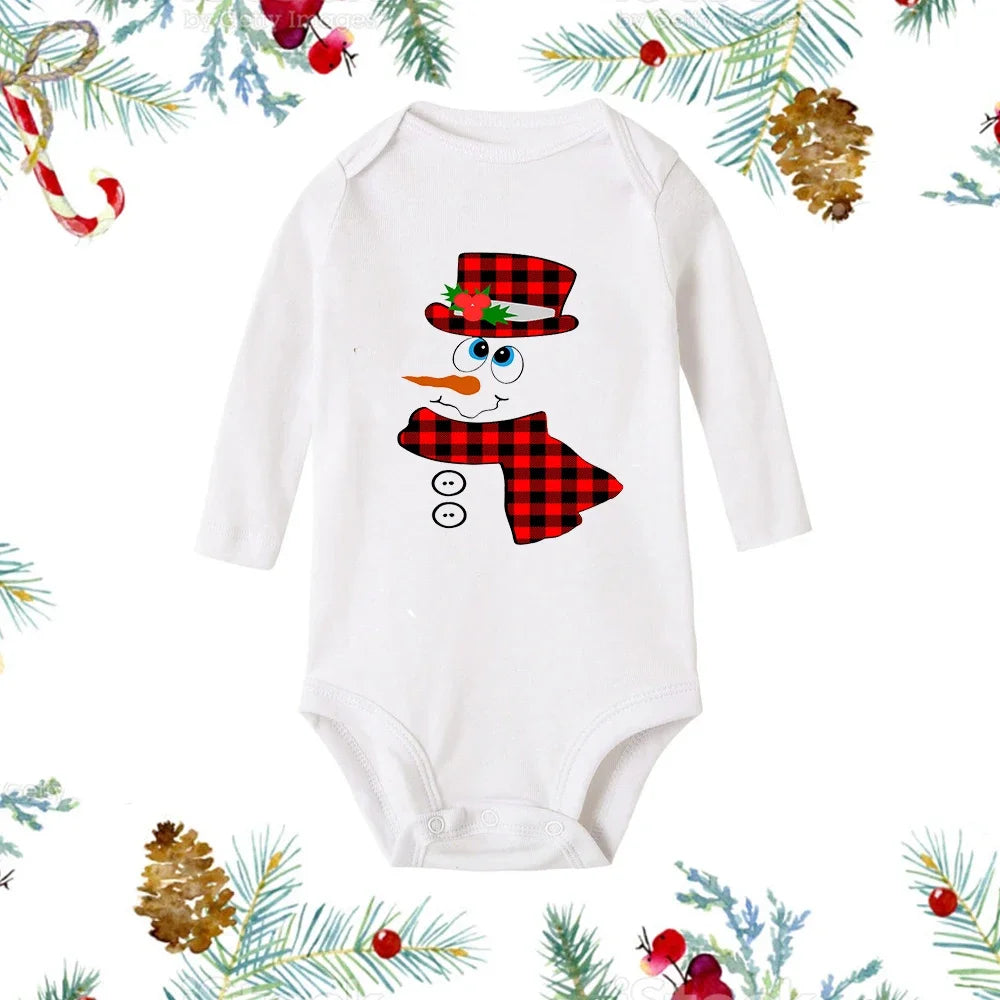 Premium My First Christmas Baby Romper - Snowman Print Long Sleeve Outfit