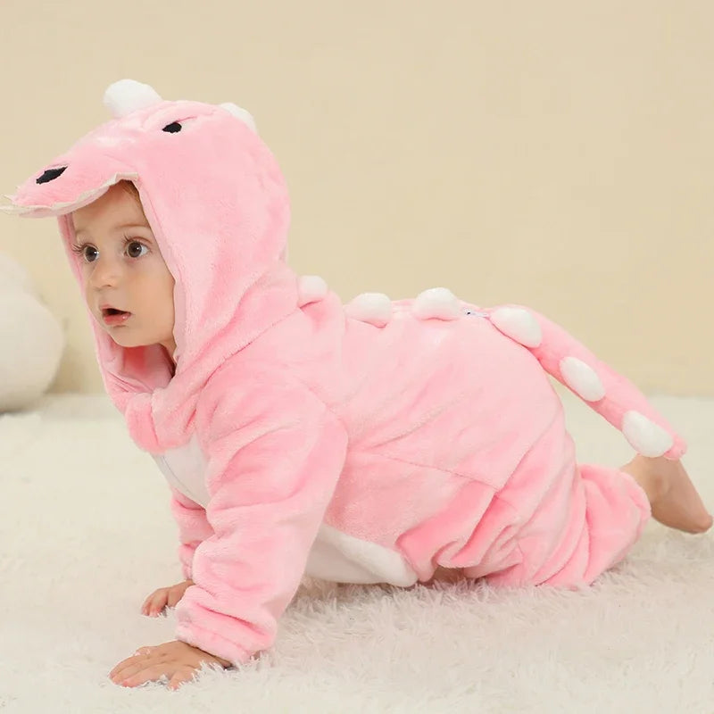 Premium Animal Kigurumi Baby Romper - Winter Flannel Costume Jumpsuit