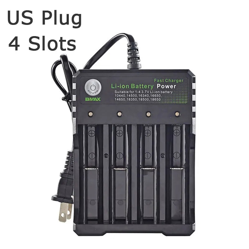18650 Lithium Battery Charger - 1/2/4 Slot USB Charging Station for 3.7V Rechargeable Batteries