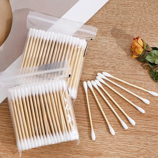 Double-ended Cotton Swabs - Precision Pointed and Rounded, Sterile Cosmetic Cotton Swabs, Makeup Remover Cotton Swabs