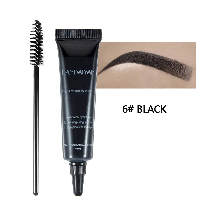 Waterproof Eyebrow Gel 6 Colors High Pigmented Eye Brow Tint Liquid Shaping Eyebrow Enhancer Dye Cream with Makeup Eye Brushes