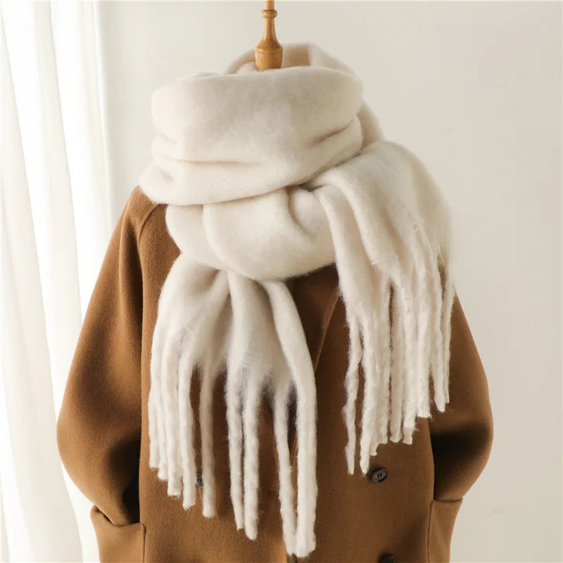 2025 Women's Luxury Winter Cashmere Scarves - Pashmina , Thick Blanket Wrap with Long Fringe for Him & Her Couple-style Scarves