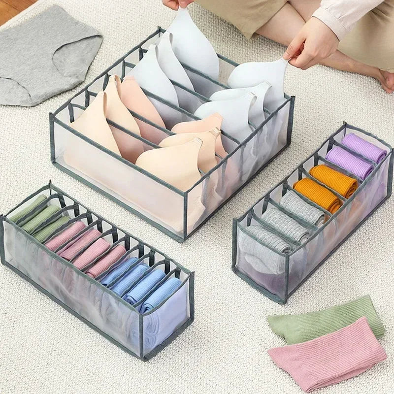 Closet Drawer Organizer - 6 Grid Underwear & Sock Storage Box for Wardrobe