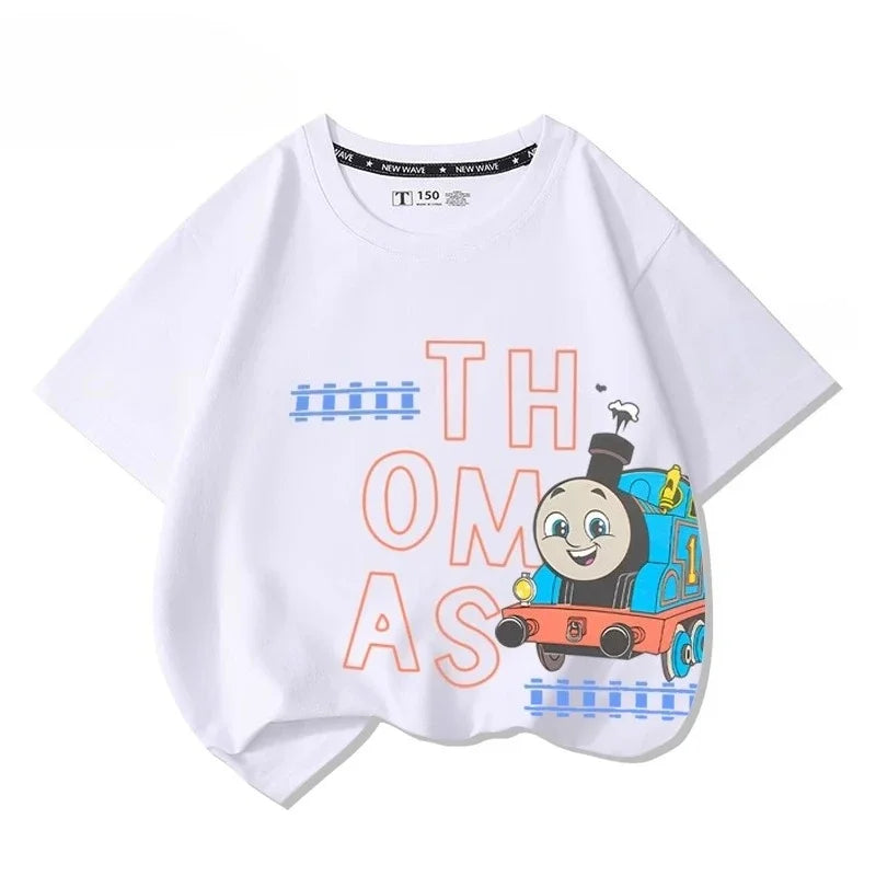Thomas the train short-sleeved t-shirt cartoon new children's tops boys girls summer 100% cotton fashion comfortable t-shirt