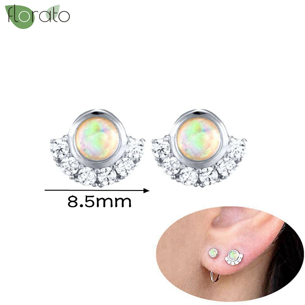 925 Silver Needle Exquisite Zircon Small Earrings Fashion Stud Earrings for Women Anti Allergy Cartilage Puncture Jewelry Gift