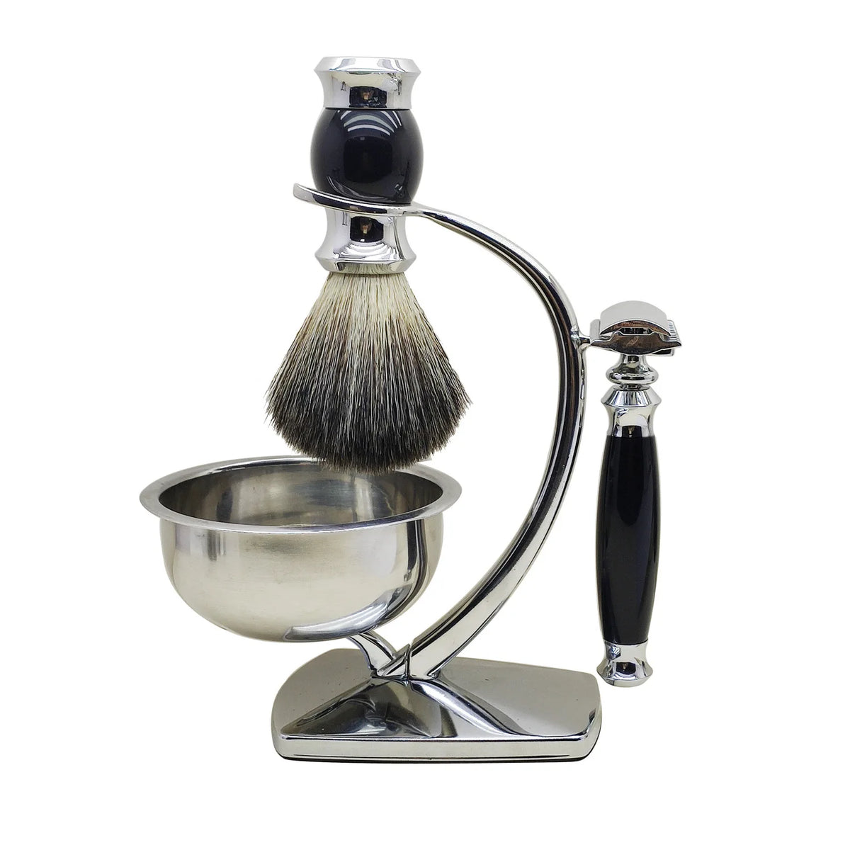 Complete 4-in-1 Shaving Razor Kit with Stand, Bowl, Brush, and Razor for a Perfect Shave