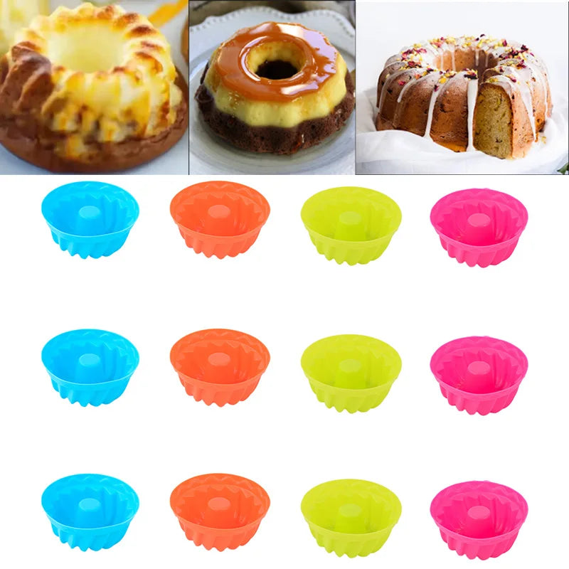 Silicone Cupcake Molds Set - 12 Piece Reusable Baking Cups for Muffins, Pastries & Desserts