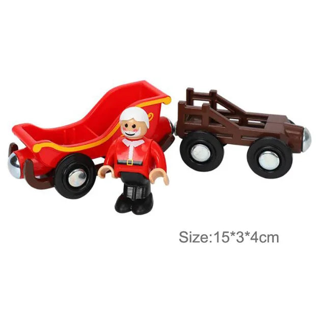 Wooden Magnetic Trolley Wood Track Accessories Car Train Track Scene Airplane Truck Wooden Tracks Educational Toys Children Gift