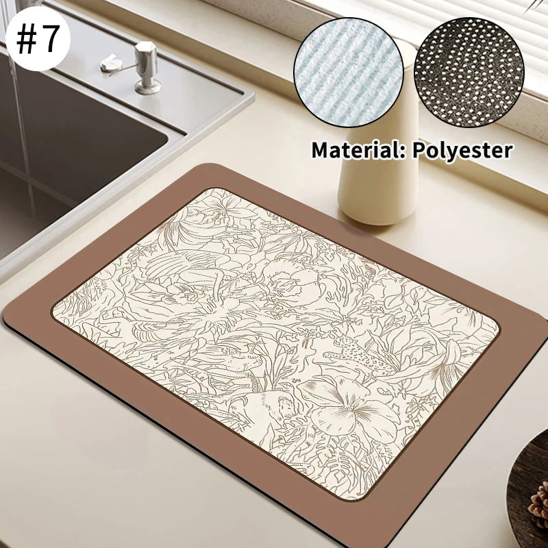 Super Absorbent Dish Drying Mat - Quick Dry Kitchen Draining Pad